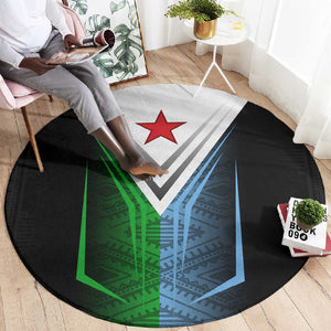Djibouti Africa Round Carpet Tribal Geometry Meets National Colors and Red Star Boldness