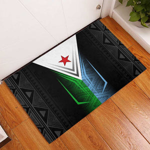 Djibouti Africa Rubber Doormat Tribal Geometry Meets National Colors and Red Star Boldness