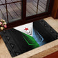 Djibouti Africa Rubber Doormat Tribal Geometry Meets National Colors and Red Star Boldness
