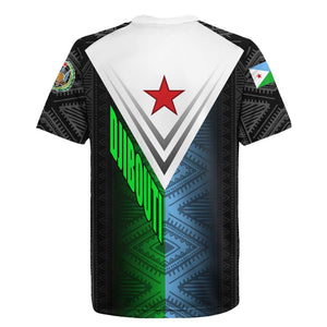 Djibouti Africa Rugby Jersey Tribal Geometry Meets National Colors and Red Star Boldness