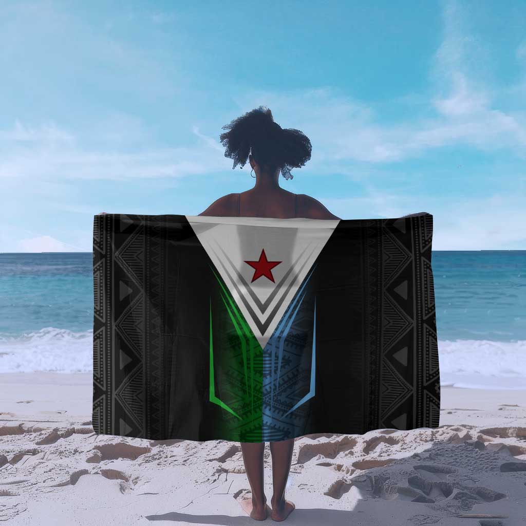 Djibouti Africa Sarong Tribal Geometry Meets National Colors and Red Star Boldness