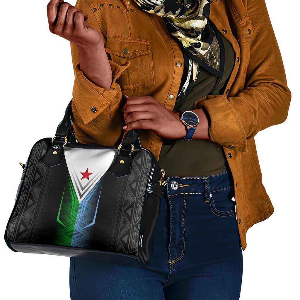 Djibouti Africa Shoulder Handbag Tribal Geometry Meets National Colors and Red Star Boldness