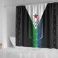 Djibouti Africa Shower Curtain Tribal Geometry Meets National Colors and Red Star Boldness