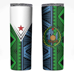 Djibouti Africa Skinny Tumbler Tribal Geometry Meets National Colors and Red Star Boldness