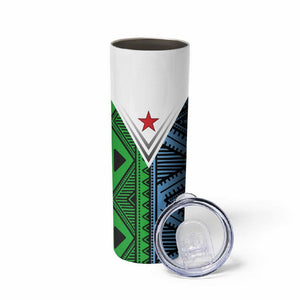 Djibouti Africa Skinny Tumbler Tribal Geometry Meets National Colors and Red Star Boldness