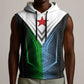 Djibouti Africa Sleeveless Hoodie Tribal Geometry Meets National Colors and Red Star Boldness - African Pride