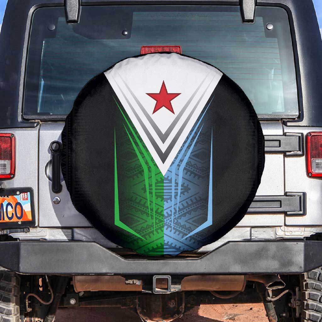 Djibouti Africa Spare Tire Cover Tribal Geometry Meets National Colors and Red Star Boldness