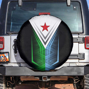 Djibouti Africa Spare Tire Cover Tribal Geometry Meets National Colors and Red Star Boldness