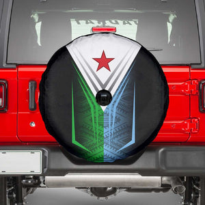 Djibouti Africa Spare Tire Cover Tribal Geometry Meets National Colors and Red Star Boldness