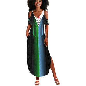 Djibouti Africa Summer Maxi Dress Tribal Geometry Meets National Colors and Red Star Boldness