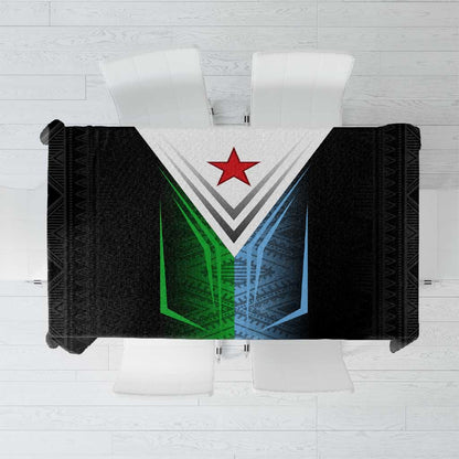 Djibouti Africa Tablecloth Tribal Geometry Meets National Colors and Red Star Boldness