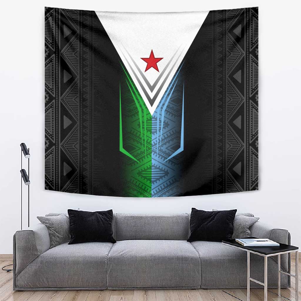 Djibouti Africa Tapestry Tribal Geometry Meets National Colors and Red Star Boldness
