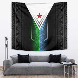 Djibouti Africa Tapestry Tribal Geometry Meets National Colors and Red Star Boldness