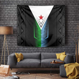 Djibouti Africa Tapestry Tribal Geometry Meets National Colors and Red Star Boldness