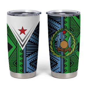 Djibouti Africa Tumbler Cup Tribal Geometry Meets National Colors and Red Star Boldness