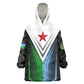 Djibouti Africa Wearable Blanket Hoodie Tribal Geometry Meets National Colors and Red Star Boldness