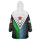 Djibouti Africa Wearable Blanket Hoodie Tribal Geometry Meets National Colors and Red Star Boldness