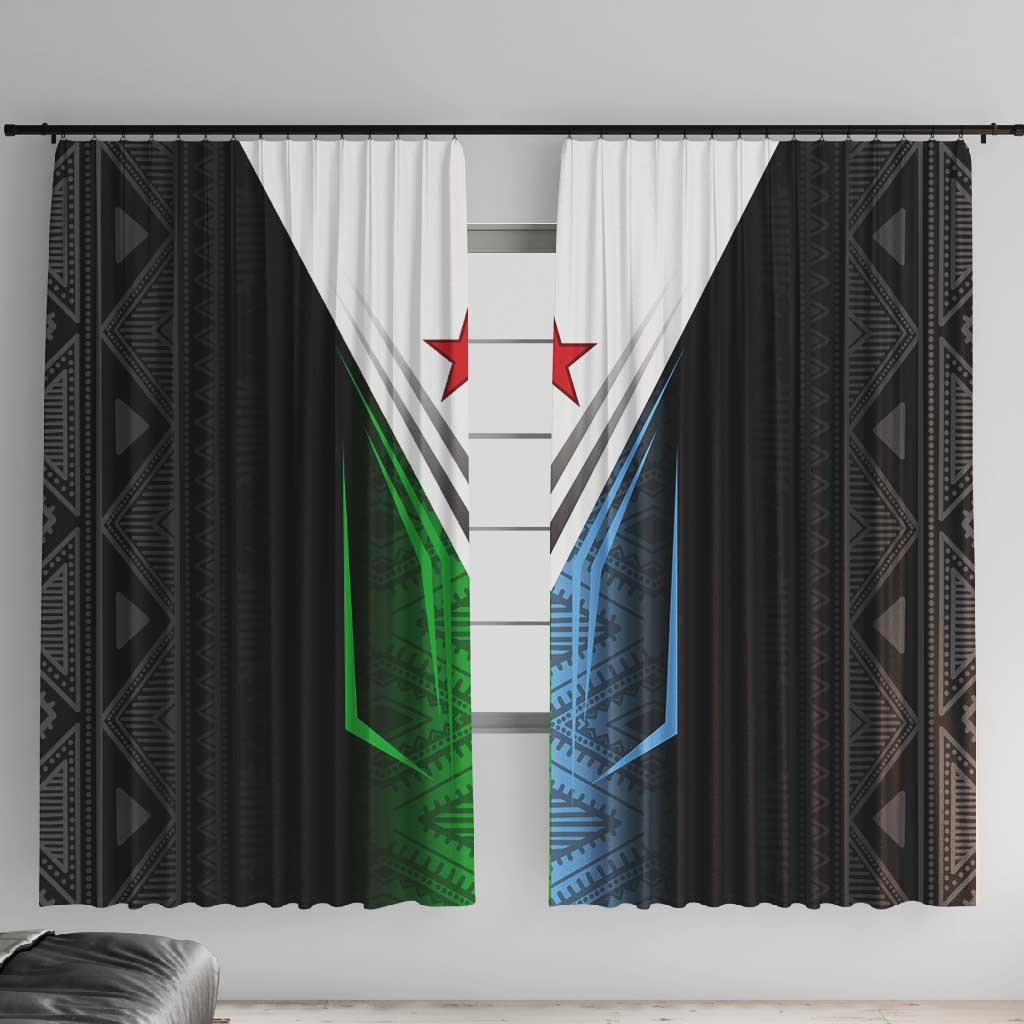 Djibouti Africa Window Curtain Tribal Geometry Meets National Colors and Red Star Boldness