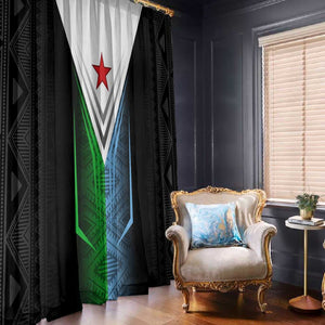 Djibouti Africa Window Curtain Tribal Geometry Meets National Colors and Red Star Boldness