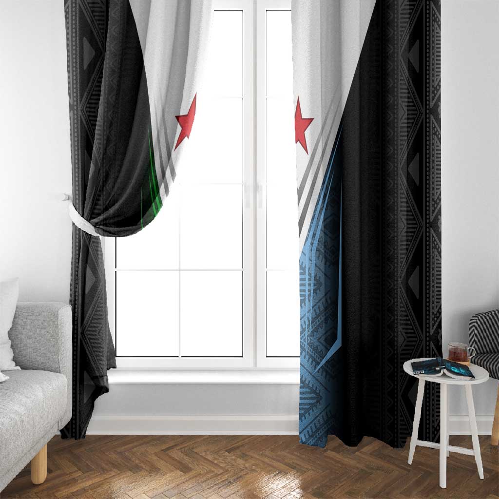 Djibouti Africa Window Curtain Tribal Geometry Meets National Colors and Red Star Boldness