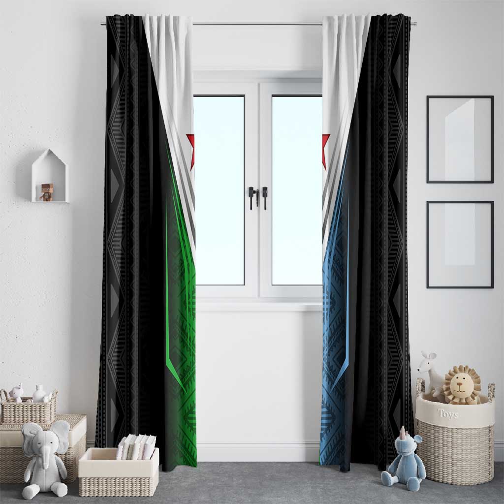 Djibouti Africa Window Curtain Tribal Geometry Meets National Colors and Red Star Boldness