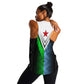 Djibouti Africa Women Racerback Tank Tribal Geometry Meets National Colors and Red Star Boldness