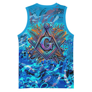 Prince Hall Freemasonry Basketball Jersey Compasses Masonic Art - Urban Graffiti Style