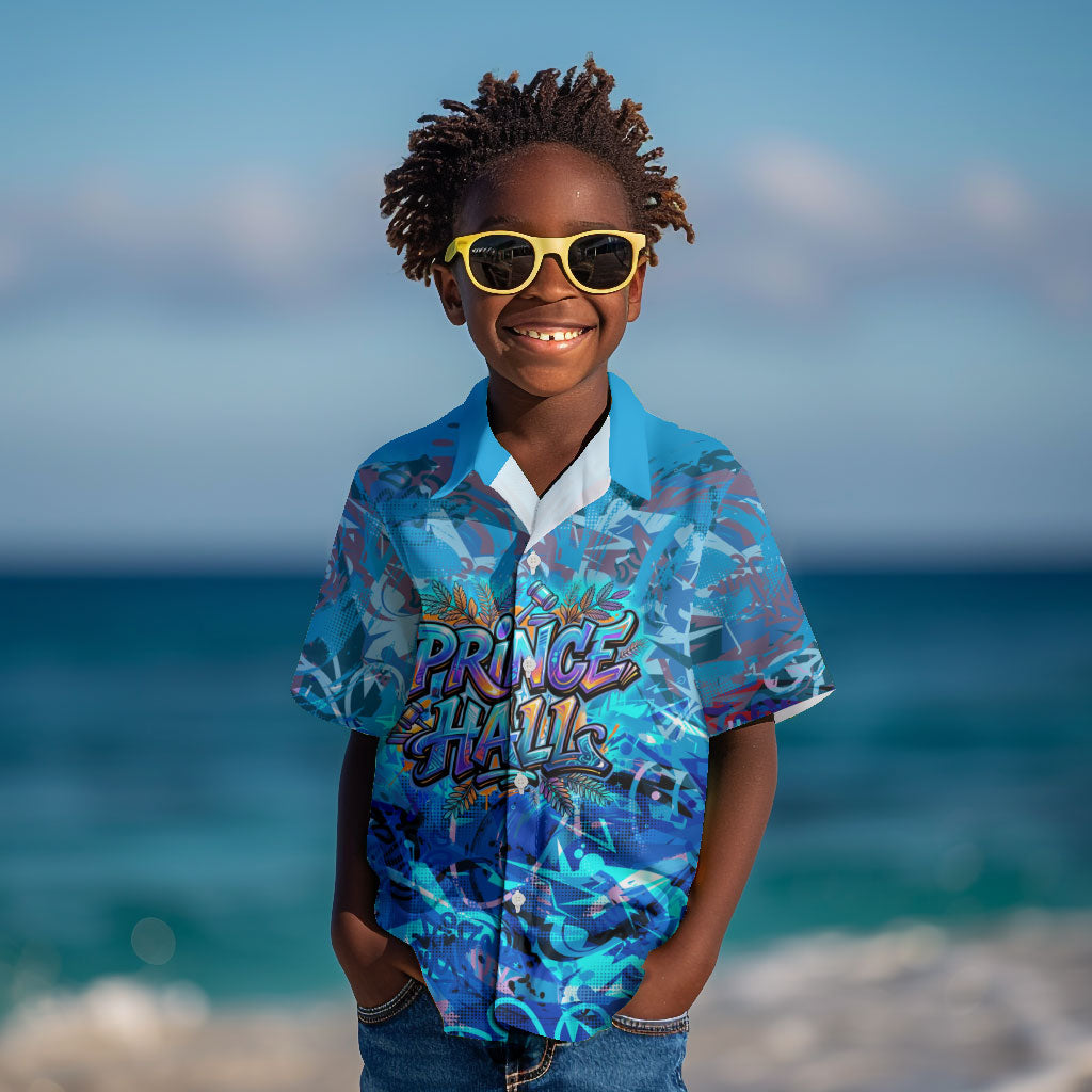 Prince Hall Freemasonry Kid Hawaiian Shirt Compasses Masonic Art - Urban Graffiti Style