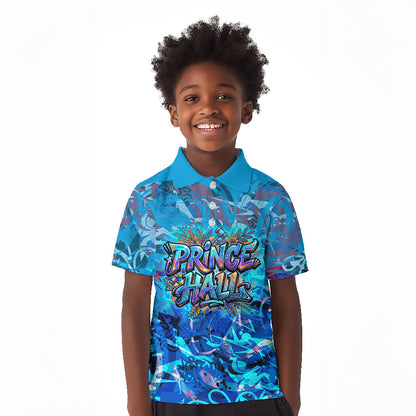 Prince Hall Freemasonry Kid Polo Shirt Compasses Masonic Art - Urban Graffiti Style