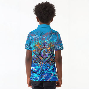 Prince Hall Freemasonry Kid Polo Shirt Compasses Masonic Art - Urban Graffiti Style