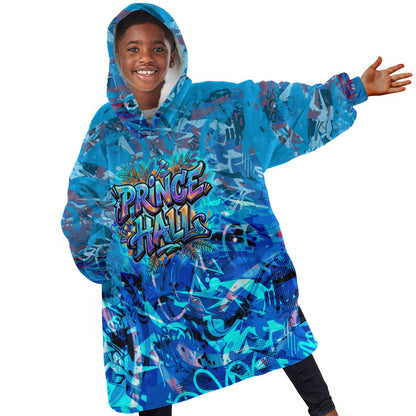 Prince Hall Freemasonry Kid Wearable Blanket Hoodie Compasses Masonic Art - Urban Graffiti Style