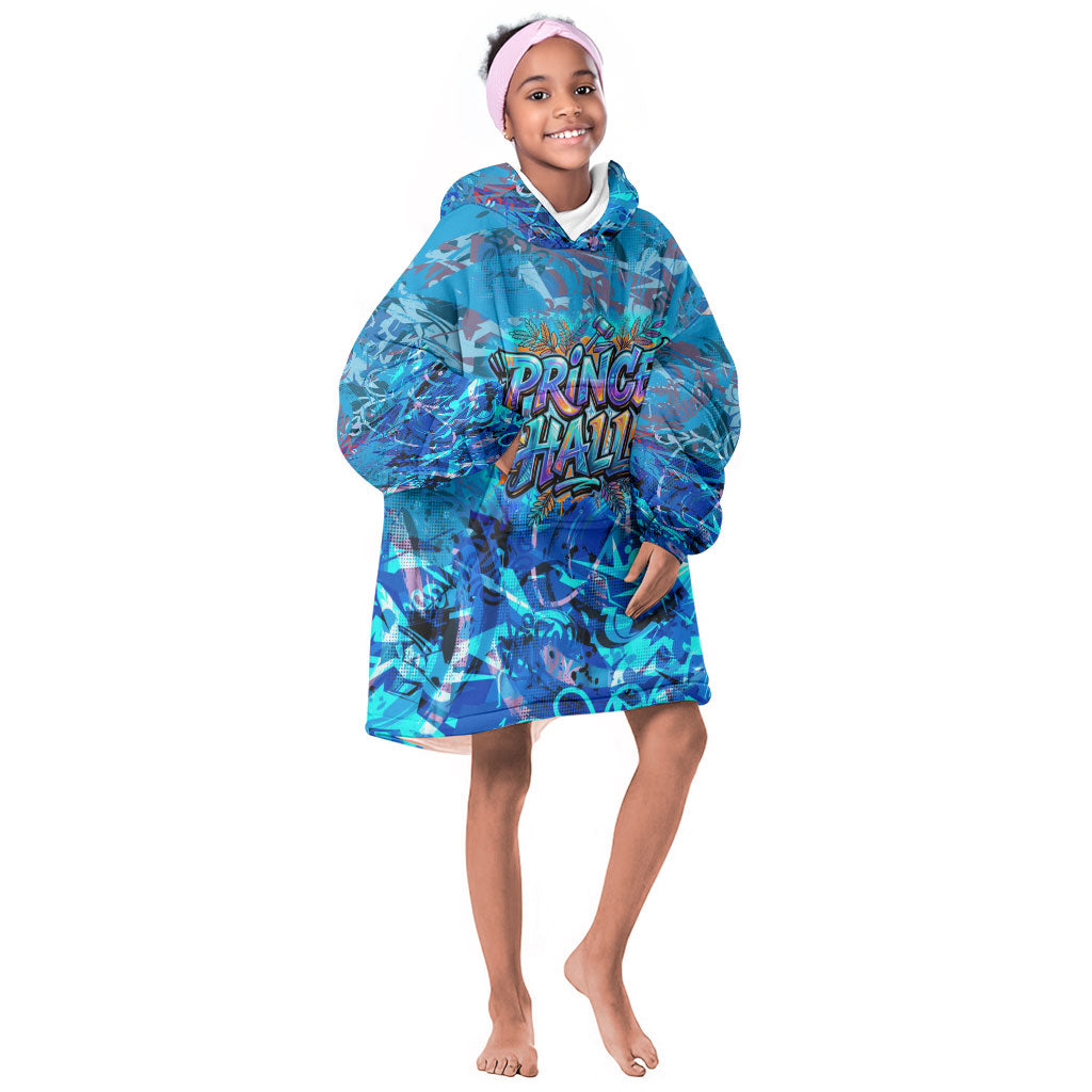 Prince Hall Freemasonry Kid Wearable Blanket Hoodie Compasses Masonic Art - Urban Graffiti Style