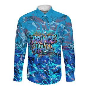 Prince Hall Freemasonry Long Sleeve Button Shirt Compasses Masonic Art - Urban Graffiti Style