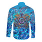 Prince Hall Freemasonry Long Sleeve Button Shirt Compasses Masonic Art - Urban Graffiti Style