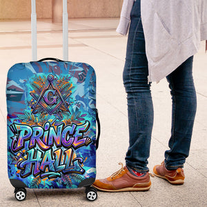 Prince Hall Freemasonry Luggage Cover Compasses Masonic Art - Urban Graffiti Style