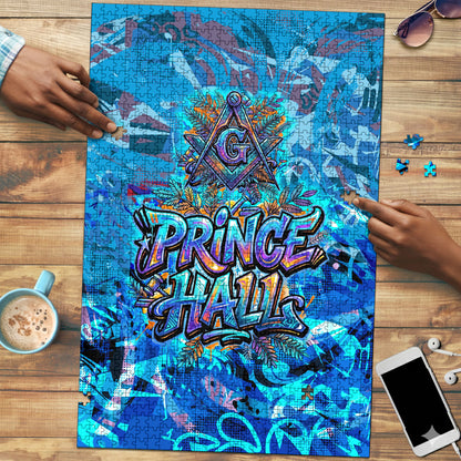 Prince Hall Freemasonry Puzzle Compasses Masonic Art - Urban Graffiti Style
