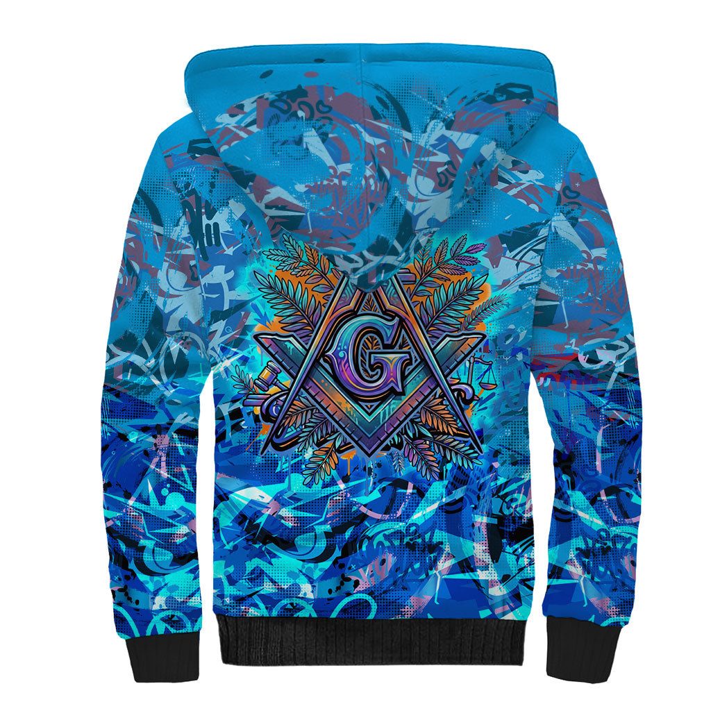 Prince Hall Freemasonry Sherpa Hoodie Compasses Masonic Art - Urban Graffiti Style