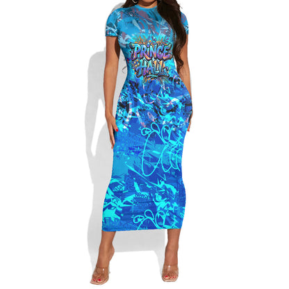 Prince Hall Freemasonry Short Sleeve Bodycon Dress Compasses Masonic Art - Urban Graffiti Style