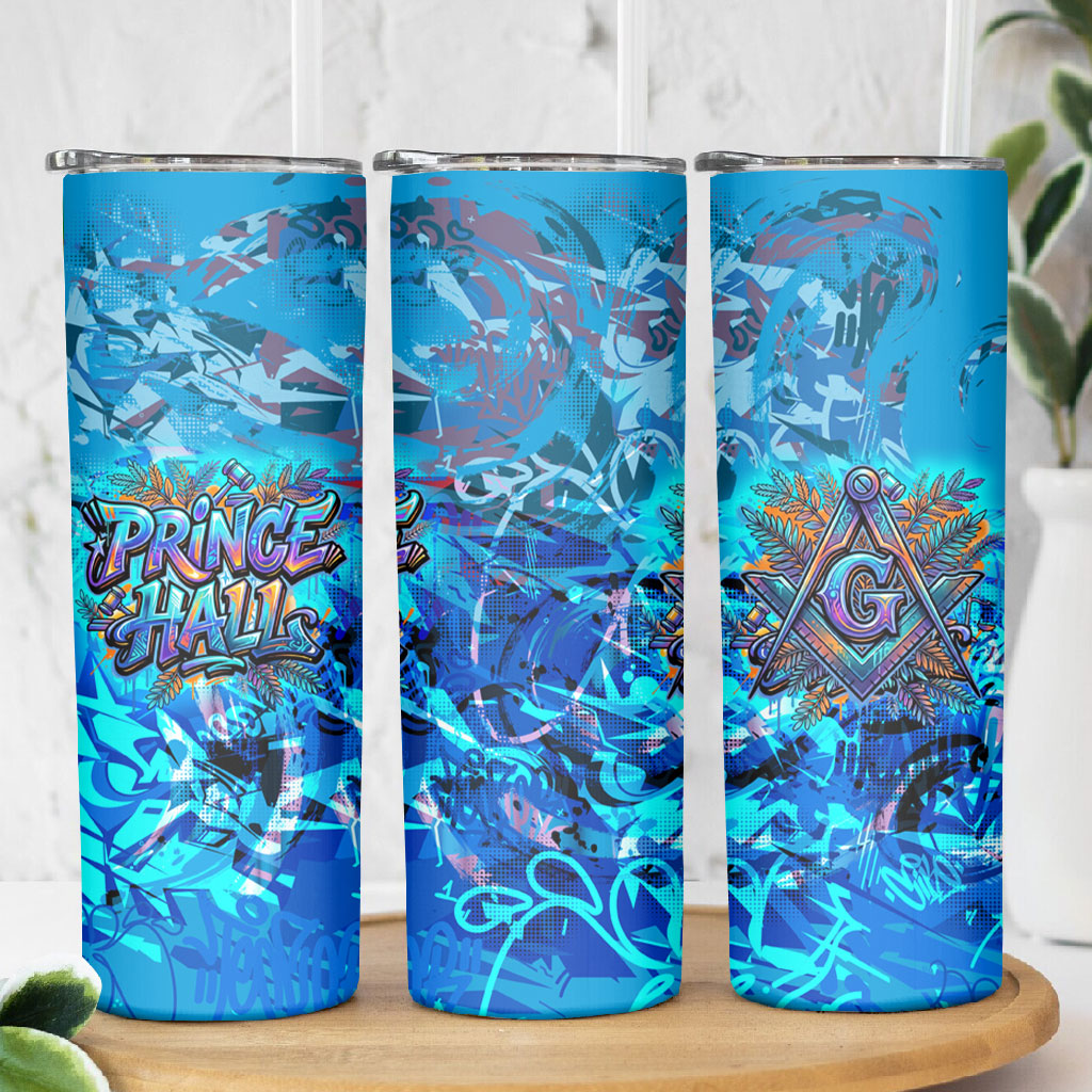 Prince Hall Freemasonry Skinny Tumbler Compasses Masonic Art - Urban Graffiti Style
