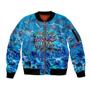 Prince Hall Freemasonry Sleeve Zip Bomber Jacket Compasses Masonic Art - Urban Graffiti Style