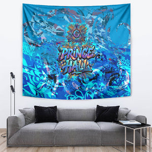 Prince Hall Freemasonry Tapestry Compasses Masonic Art - Urban Graffiti Style