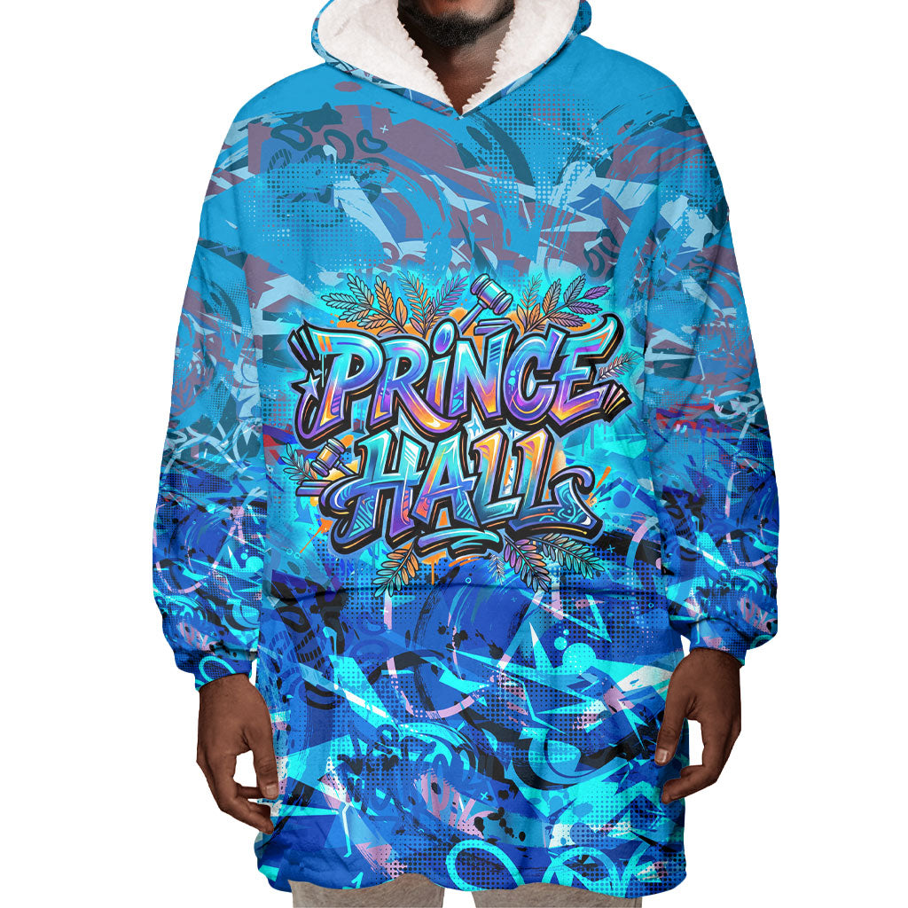 Prince Hall Freemasonry Wearable Blanket Hoodie Compasses Masonic Art - Urban Graffiti Style