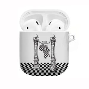 Prince Hall Affiliated Freemasonry AirPods Case Classic Masonic Pillars Boaz Jachin Checkerboard Africa Map