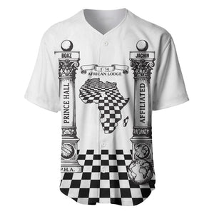 Prince Hall Affiliated Freemasonry Baseball Jersey Classic Masonic Pillars Boaz Jachin Checkerboard Africa Map