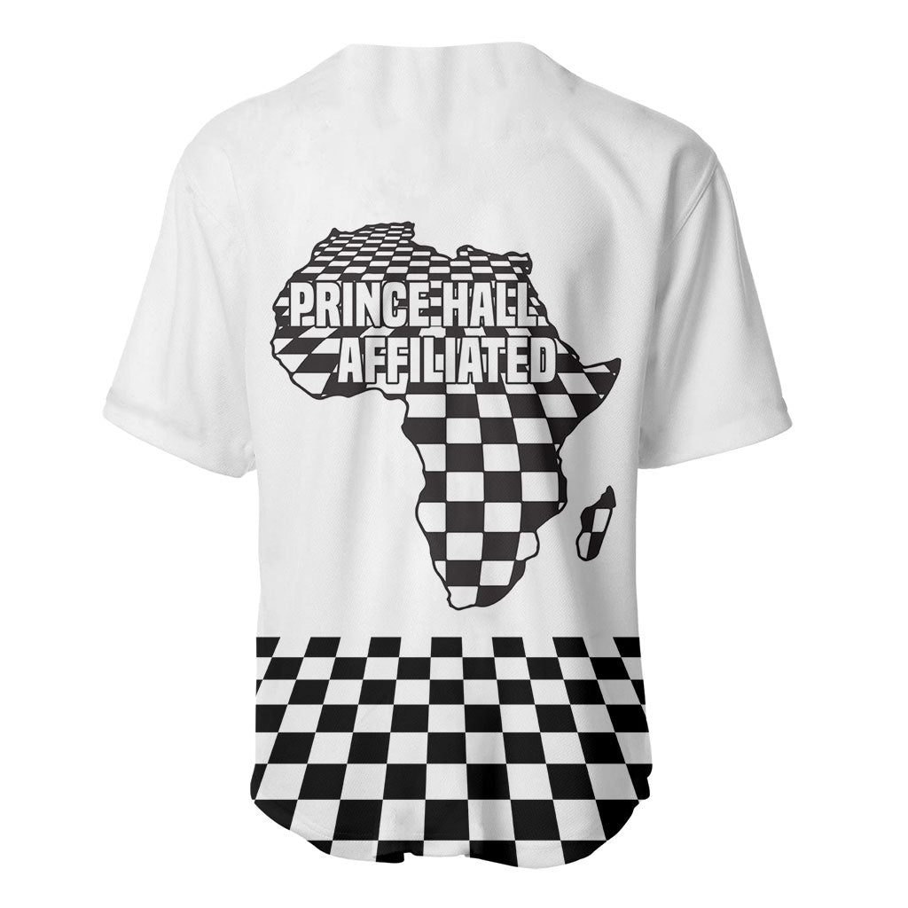 Prince Hall Affiliated Freemasonry Baseball Jersey Classic Masonic Pillars Boaz Jachin Checkerboard Africa Map