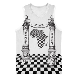 Prince Hall Affiliated Freemasonry Basketball Jersey Classic Masonic Pillars Boaz Jachin Checkerboard Africa Map