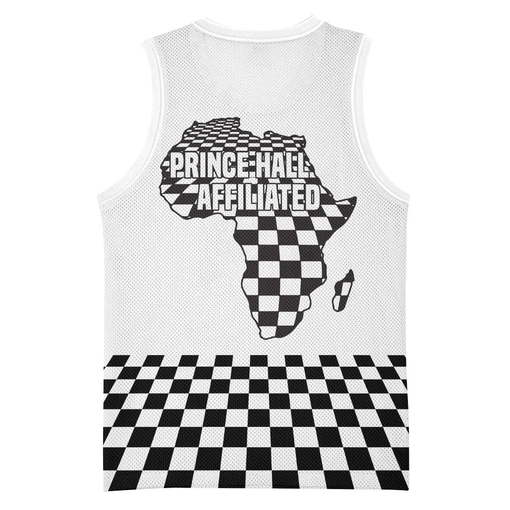 Prince Hall Affiliated Freemasonry Basketball Jersey Classic Masonic Pillars Boaz Jachin Checkerboard Africa Map