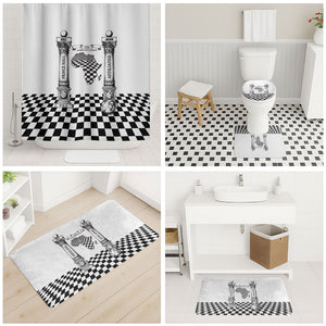 Prince Hall Affiliated Freemasonry Bathroom Set Classic Masonic Pillars Boaz Jachin Checkerboard Africa Map