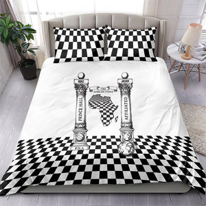 Prince Hall Affiliated Freemasonry Bedding Set Classic Masonic Pillars Boaz Jachin Checkerboard Africa Map