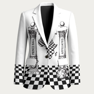 Prince Hall Affiliated Freemasonry Blazer Classic Masonic Pillars Boaz Jachin Checkerboard Africa Map